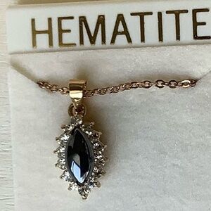 TLC New hematite halo pendant necklace
